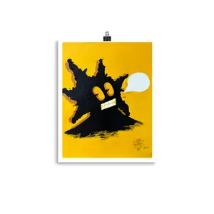 Neo-Expressionist Art Print, Yellow Background, Bold Character Illustration