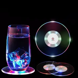 LED Light-Up Coaster — Bar & Cocktail Ambient Light, Multi-Color Flashing Mood Light