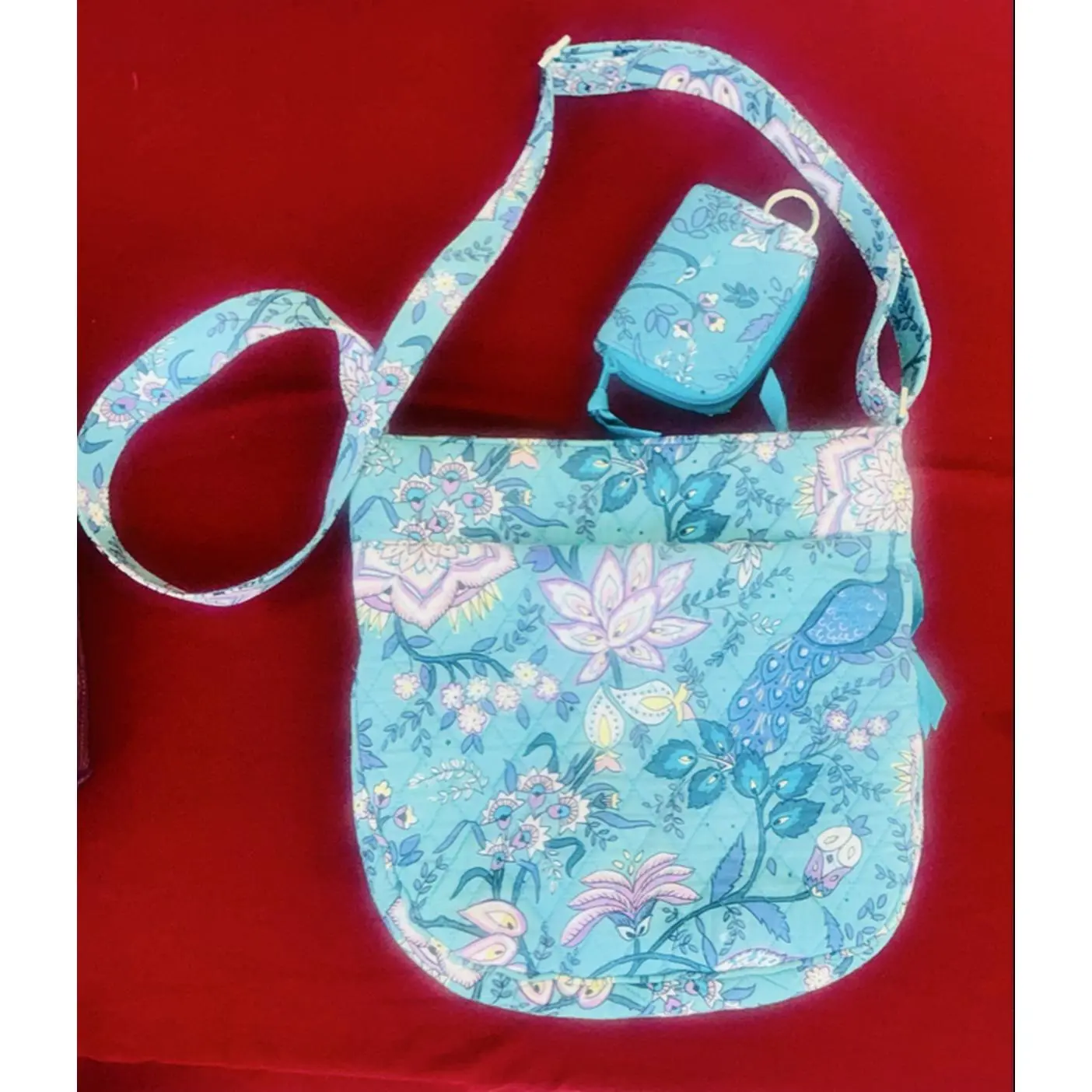 Vera Bradley Turquoise Tote with Matching Coin Wallet - Resale Value - Floral Design - Perfect for Everyday Use