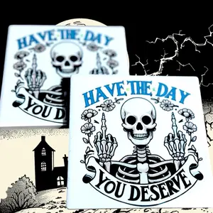 “Do Not Disturb” & “Have the Day You Deserve” Ceramic Coasters Set