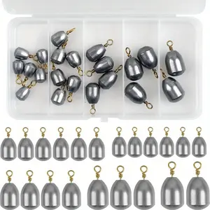 21pcs Heavy-Duty Iron Fishing Weight Sinkers Kit All-Tiered Assorted Sizes Large to Small with Golden-Ring Water Drop Weights & Spherical Streamlined Sinkers for Freshwater Saltwater Fishing Compatible with All Rods & Lines