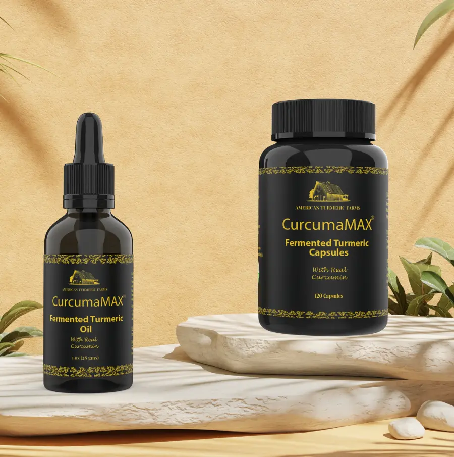 COMBO SPECIAL - CurcumaMAX Fermented Turmeric Oil AND Fermented Turmeric Capsules for Gut Health and Immunity (Enhanced with Natural Curcumin)