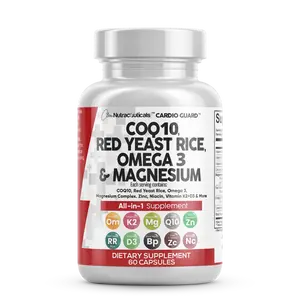 Clean Nutraceuticals COQ10, Red Yeast Rice, Omega 3, Magnesium Complex, Niacin, Zinc, Vitamin K2 D3 & More for Women & Men Supplemet Capsules – Cardio Guard