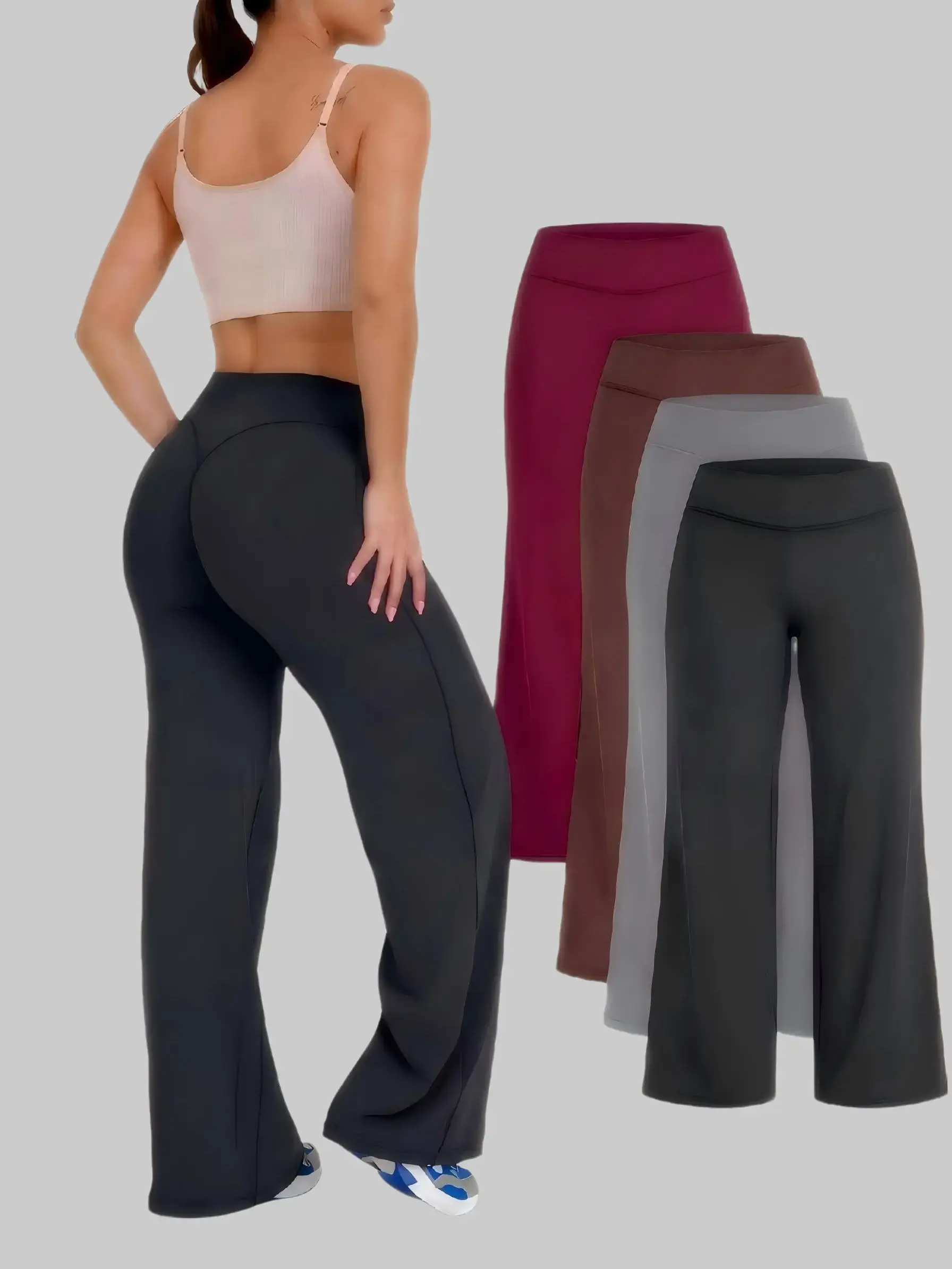 Women's High Waist Wide Leg Yoga Pants Super Stretchy Soft Flared Workout Leggings Casual Athletic Fitness Trousers for Pilates Daily Wear