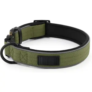 MASTIFF OUTFITTERS Tactical Dog Collar Ranger Green XL Reflective Nylon Adjustable Heavy Duty Soft Padded Comfortable for Small Medium Large Dogs mastiff  outfitters