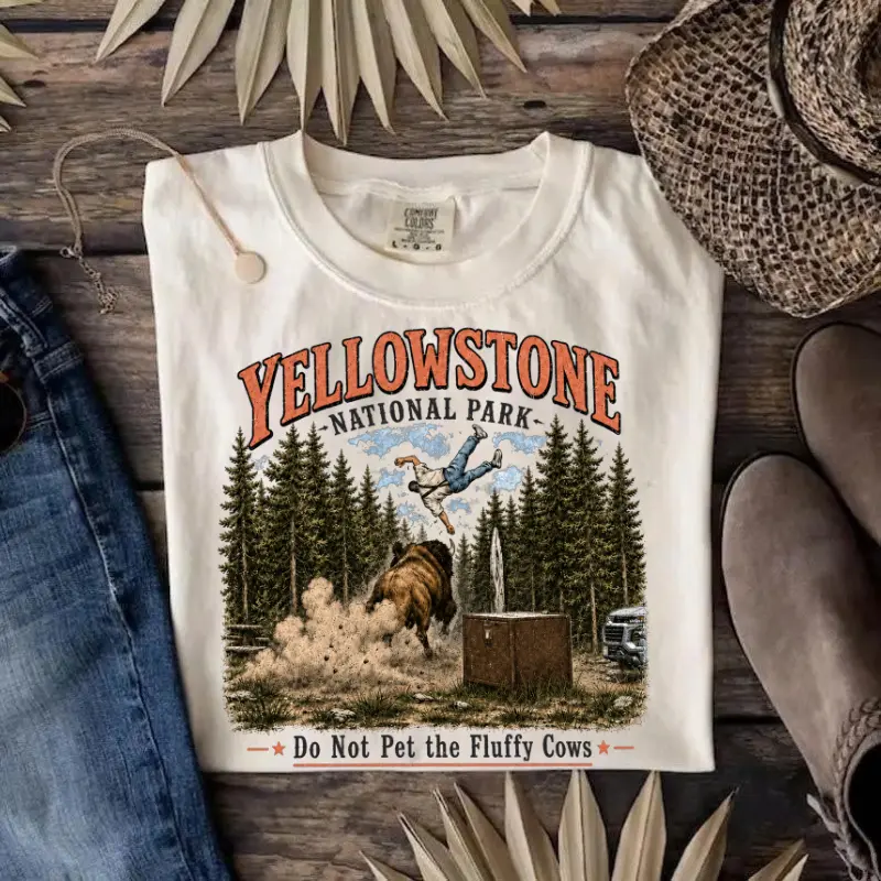 Comfort Colors Do Not Pet The Fluffy Cows T Shirt, Yellowstone National Park Graphic Tee, Funny Camping Shirt, Family Trip Matching Tee, Vacation Gift, Outdoor Adventure Apparel