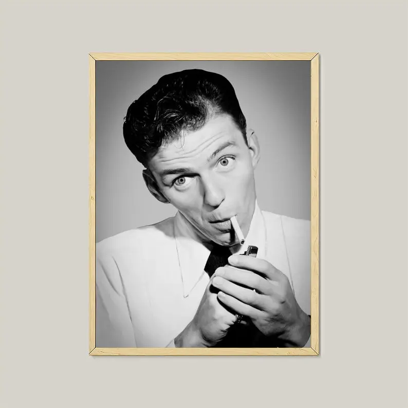 Frank Sinatra Smoking A Cigarette Jazz Poster-Icon Wall Art Prints for Music Lovers