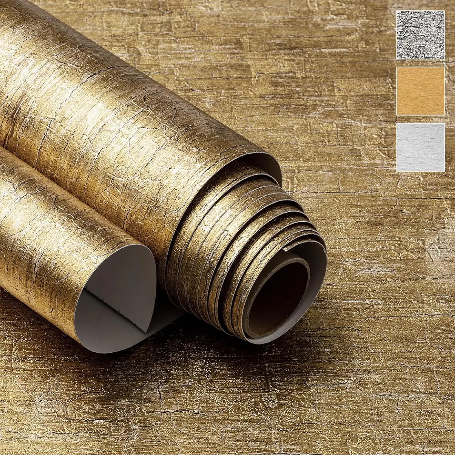 Self-Adhesive Removable Vinyl Contact Paper - 15.7"x78", Realistic Metal-Like Texture, Durable, Easy to Cut & Clean, Affordable Home Improvement Option for Bedroom & Kitchen Cabinets, Manufacturer Warranty