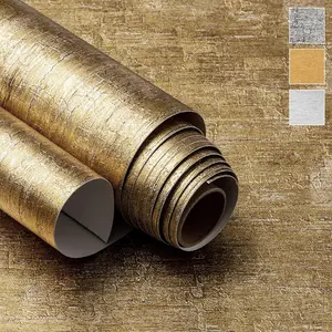 Peel and Stick Contact Paper (15.7" x 78", ) Textured Metallic Wallpaper for Cabinets Bookshelf Drawer Table Upcycling Furniture