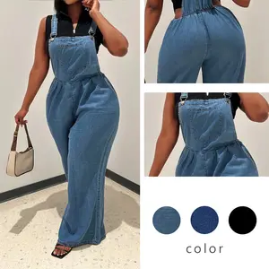 AprPith Fashionable Loose Denim Overalls - Women's Clothing Suitable for Casual Daily Wear