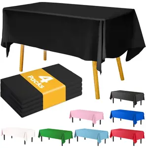 Plastic Table Cloth Rectangle Table 4 Pack 54''×108'' Tablecloth for 6ft Tables Table Cloth for Disposable Use Table Cover for Holiday Party Gathering