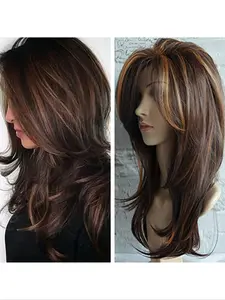 Women's Long Curly Wig, Synthetic Material Wigs, Dark to Blonde Gradient, Natural Look for Halloween, Christmas, Daily Wear & Special Occasions