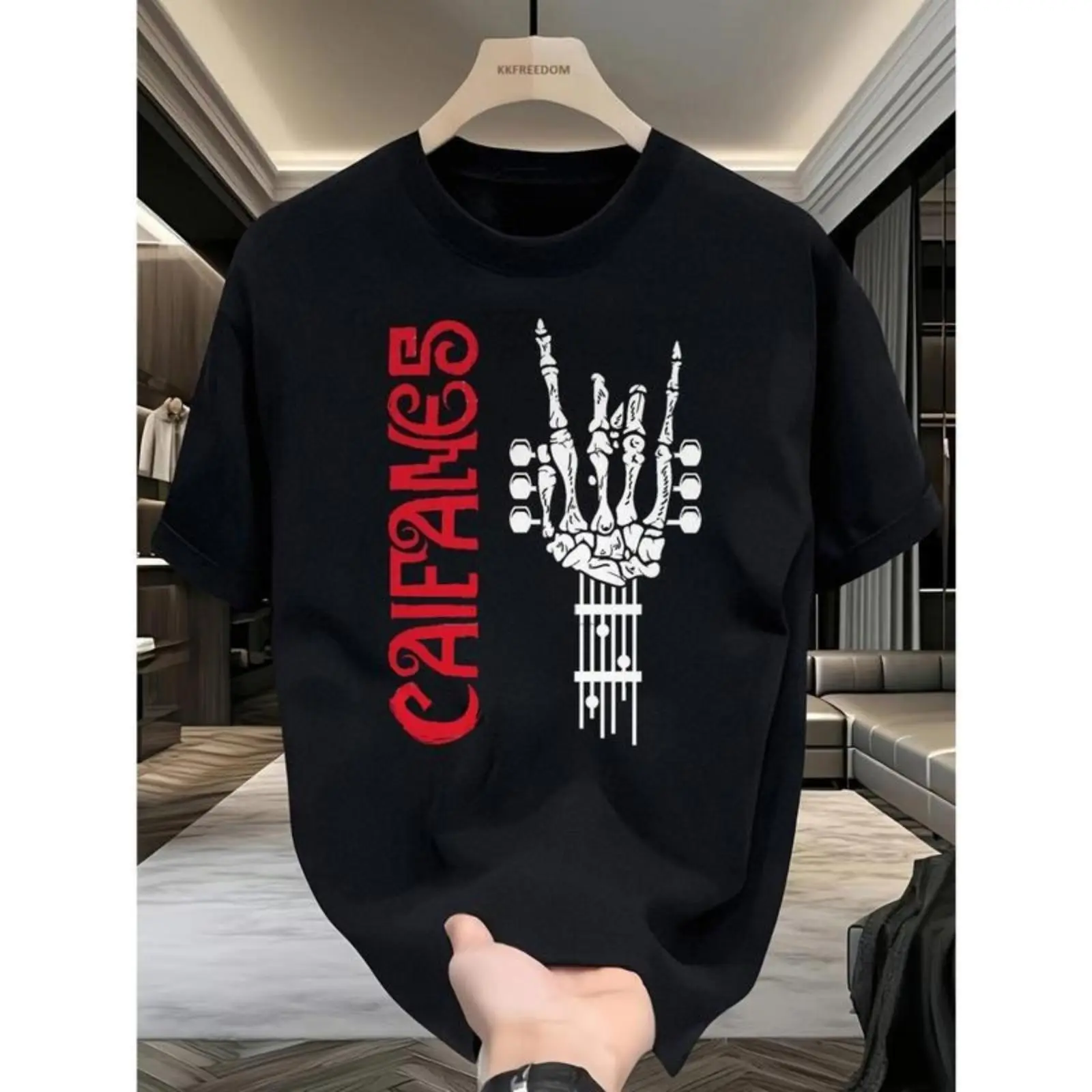 Women's 100% Cotton Classic Fitted Short-Sleeve Round Neck Graphic T-Shirt - Skull Tee, Rock Band Print, Casual Streetwear Look, Soft All-Seasons T Type Tops (Consult Size Chart Before Purchase)