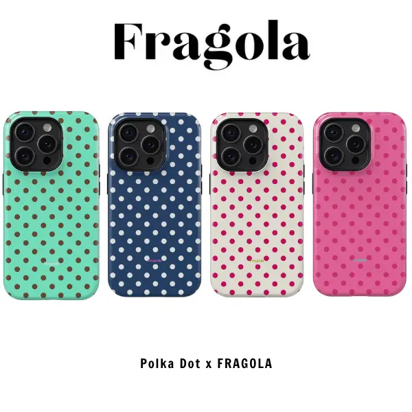 Fragola Brand iPhone Case | MINT CHIP / BLACKBERRY / EMMA / PIGGY | Polka Dot Aesthetic Cover for iPhone 17/16/15/14/13/12/11 All Series | MagSafe Compatible & Wireless Charging Ready | Durable & Stylish | Gift for Teen Girls, Her And Lover