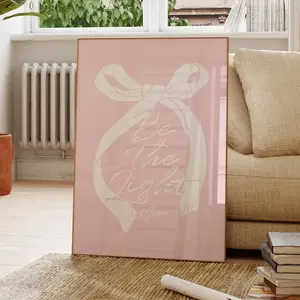 Pink Bow Poster, Preppy Wall Art, Coquette Room Decor, Bible Verse Matthew 5:14 Quote Wall Art, College Apartment Decor, Girly Room Aesthetic Kitchen Print