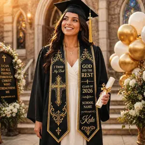 Christian Gothic Graduation Stole 2026, God Did The Rest Sash, Personalized Catholic Senior Gift for Men