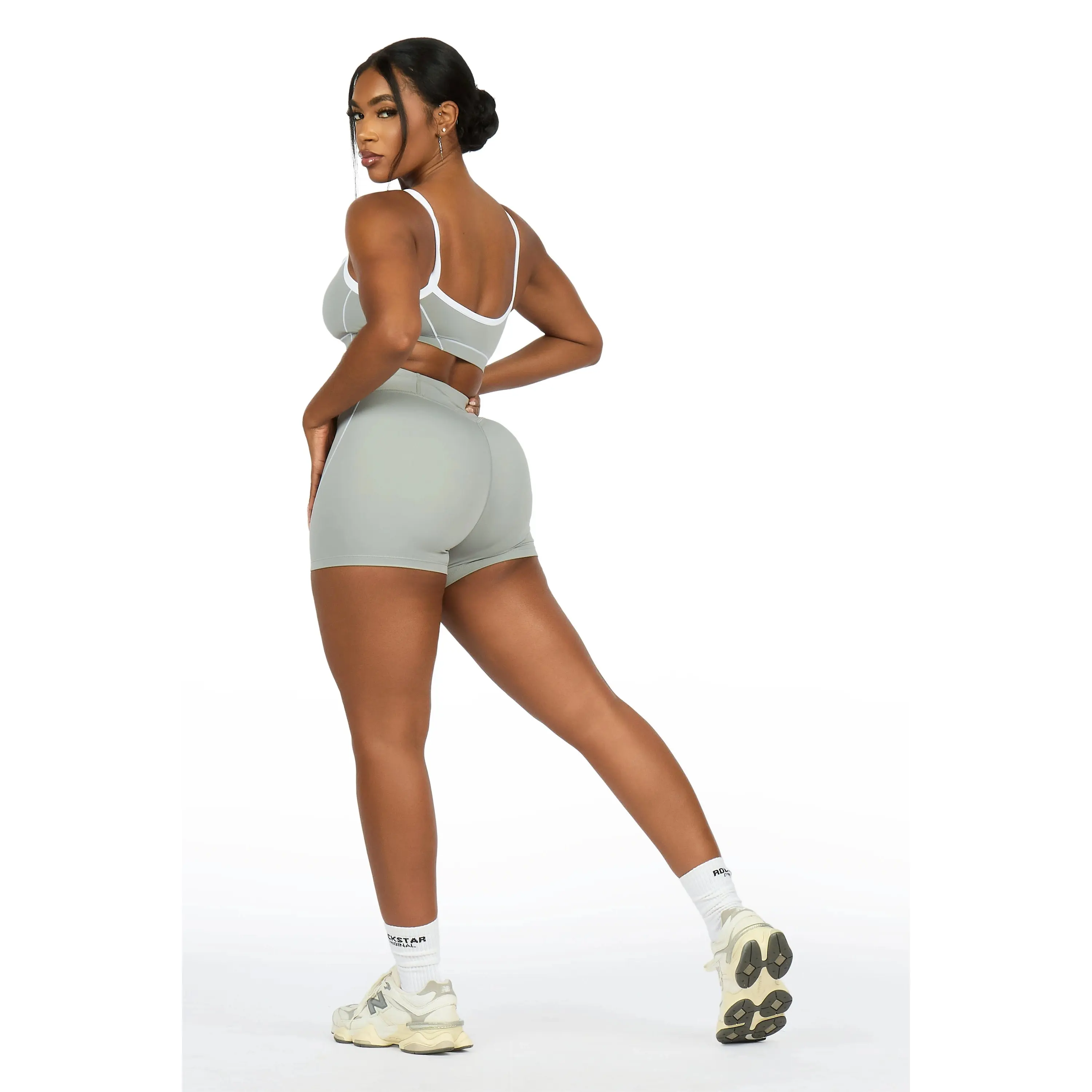 Afshana Grey Tank Active Bike Short Set