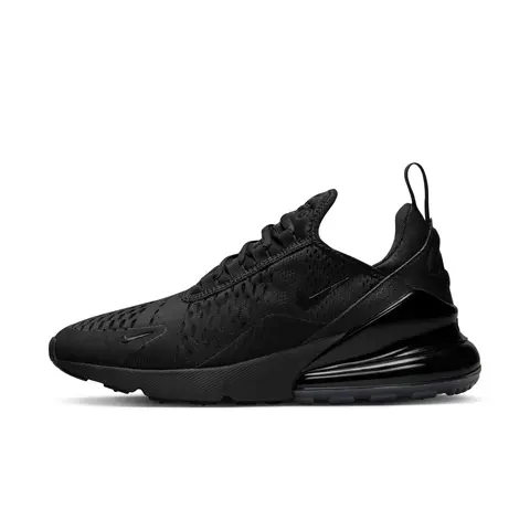 NIKE Women's Striped Woven Air Max 270 Triple Black Athletic Sneaker (AH6789-006) - Synthetic Fabric, Mesh Upper, Soft Foam Cushion, Max Air Cushioning, Stable Rubber Traction Sole, Stretch Fit, Pull Tab, Sports Shoes for Activities, Casual Training