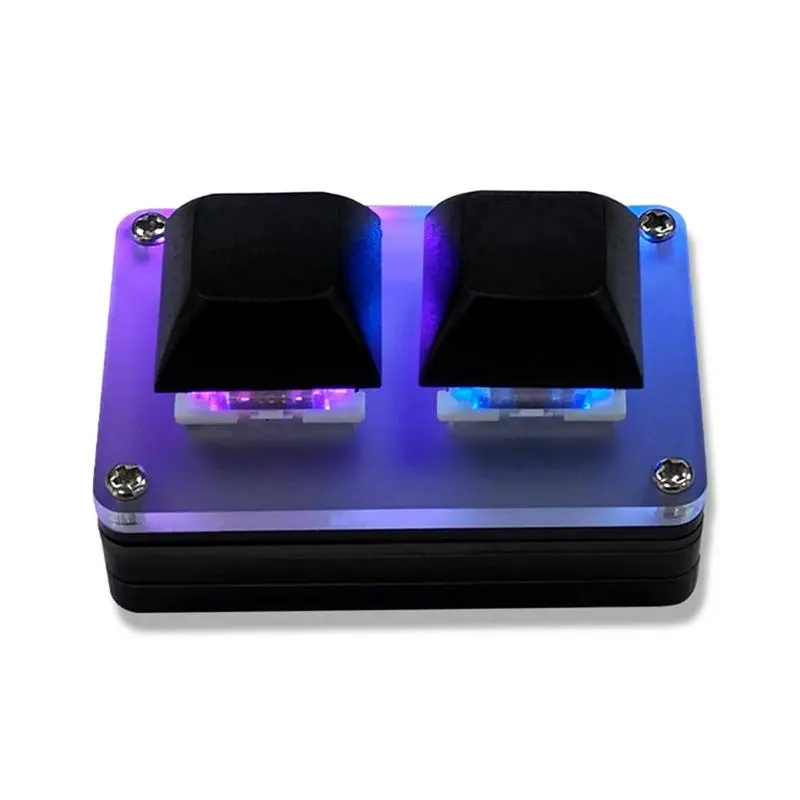 2-Key Mini ABS Plastic Gaming Mechanical Keyboard with RGB Light, Programmable Custom Copy & Paste Functions, Type-C Cable (Automotive & Motorcycle Car Interior Fastener/Clip Accessory Compatibility)