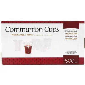 Plastic, Disposable, Recyclable Communion Cups, 500 Count