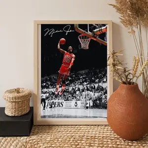 Michael Jordan Basketball Poster GOAT Wall Art Chicago Bulls Legend Print