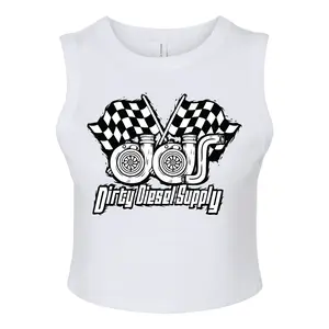 Dirty Diesel Supply Crop Tank Checkered Flag Crop Tank  Ribbed Casual Comfort Sleeveless Womenswear Underwear