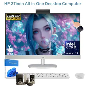 HP - 27" Full HD Touch-Screen All-in-One with Adjustable Height- Win11 Pro - Intel Core Ultra 7 155U 2023  - 32GB Memory - 1TB SSD - Shell White - Bundle Accessory