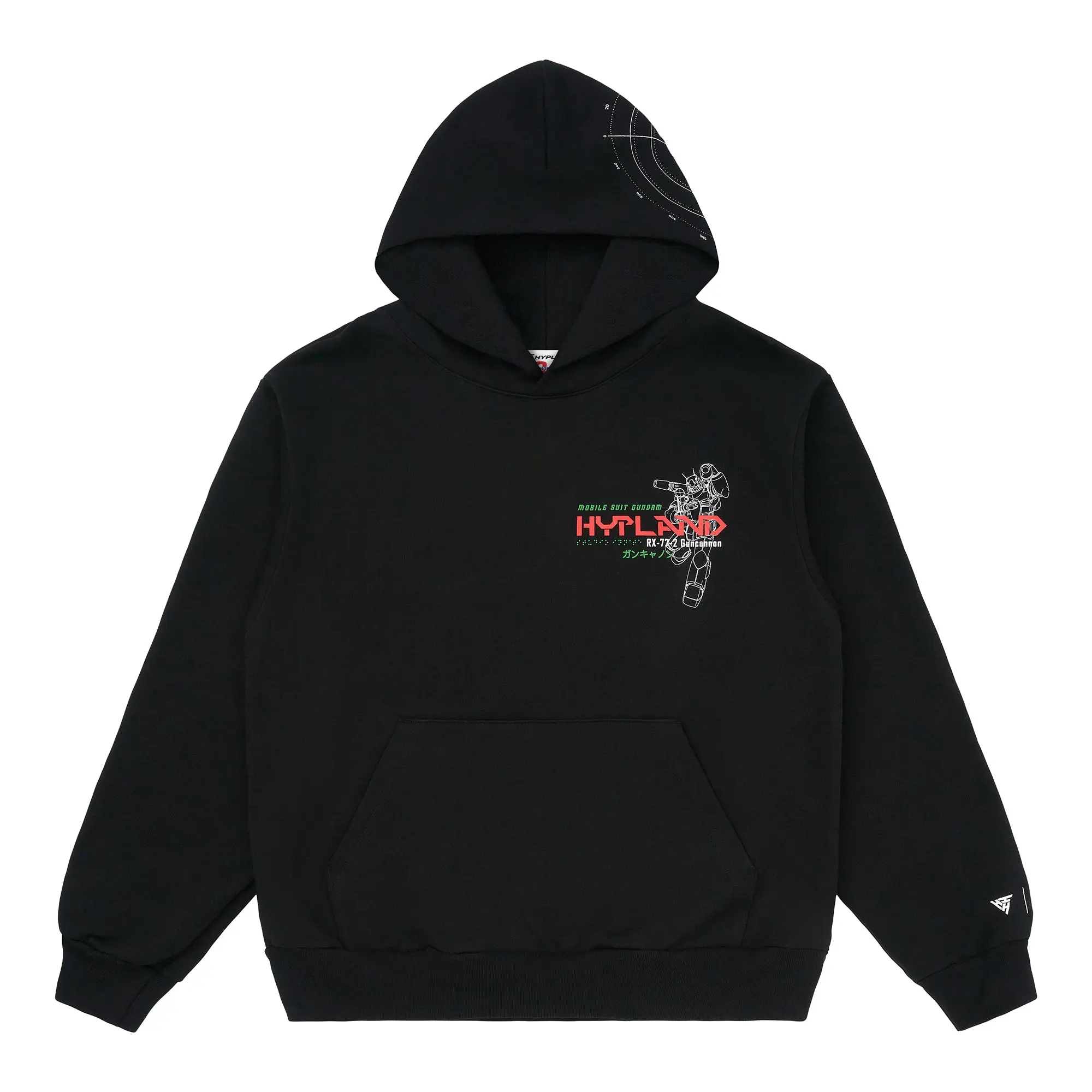 Hypland GUNDAM Mobile Suit RX77 Hoodie Black Cotton Casual Pullover with Graphic Design