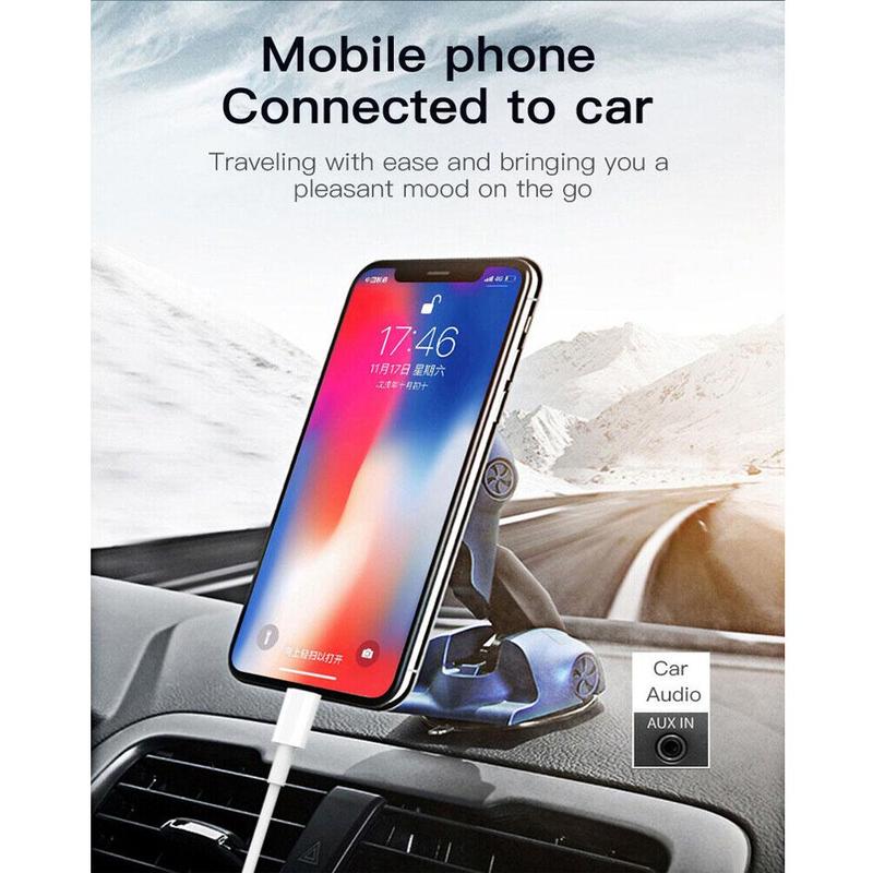 For iPhone 7 8 X XS XR 11 12 13 14 Pro Max 3.5mm AUX Audio Car Speaker Cable Jack Adapter 3FT