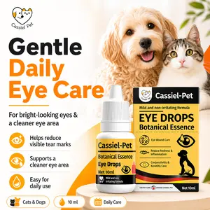 Cassiel Pet Eye Drops, Dog & Cat Eye Care, Natural Tear Support for Dogs & Cats, Soothes & Supports Eyes, Helps Reduce Tear Buildup, Natural Formula, No Artificial Ingredients