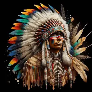 5D DIY Full Drill Diamond Painting - Diamond Painting Kit Feather Headdress Mosaic Canvas DIY Wall Art, Home Wall Decoration