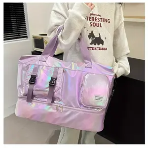 Gradient Colorful Independent Shoe Compartment Large Capacity Shoulder Handbag,summervibes