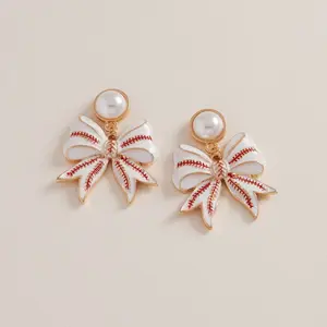 Baseball Softball Bow Earrings Game Day Jewelry