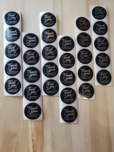 Black Holographic Thank You For Supporting My Small Business 1 inch Stickers 100 pcs