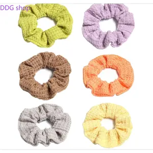 Knitted Waffle-Texture Scrunchie — Korean-Style Fresh & Simple Solid-Color Hair Tie — Minimalist Hair Accessory