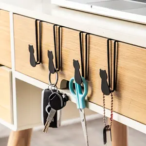 3 Pcs Cat-Shaped Iron Hooks, Easy Installation No Nails No Glue, Space-Saving Wall Mounted Storage Hangers for Hats Towels Wallets Robes