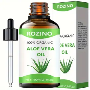 ROZINO Organic Aloe Vera Oil 100ml 100 Organic Pure Natural Multipurpose External Use Skin Hair SPA Massage Eyelash Nail Care DIY Perfume Handmade Soap Candle Soothing Moisturizing Gentle Care