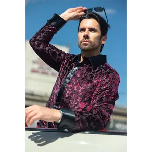 Original Slim Fit Long Sleeve Shirt in French Satin Fabric for Men Menswear Top Breathable Cotton Shiny Dress Casual Button Front Spandex