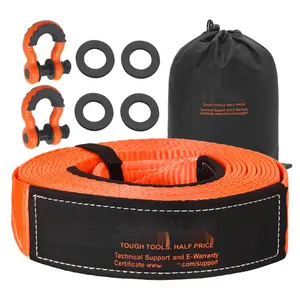 Heavy Duty Car Tow Cable And Towing Strap Rope For Vehicle Recovery, 36000 Lbs Load Capacity, 30-Foot Length, 3-Inch Diameter, All-Weather Emergency Vehicle Recovery Kit, Durable Nylon Blend With Sturdy End Loops