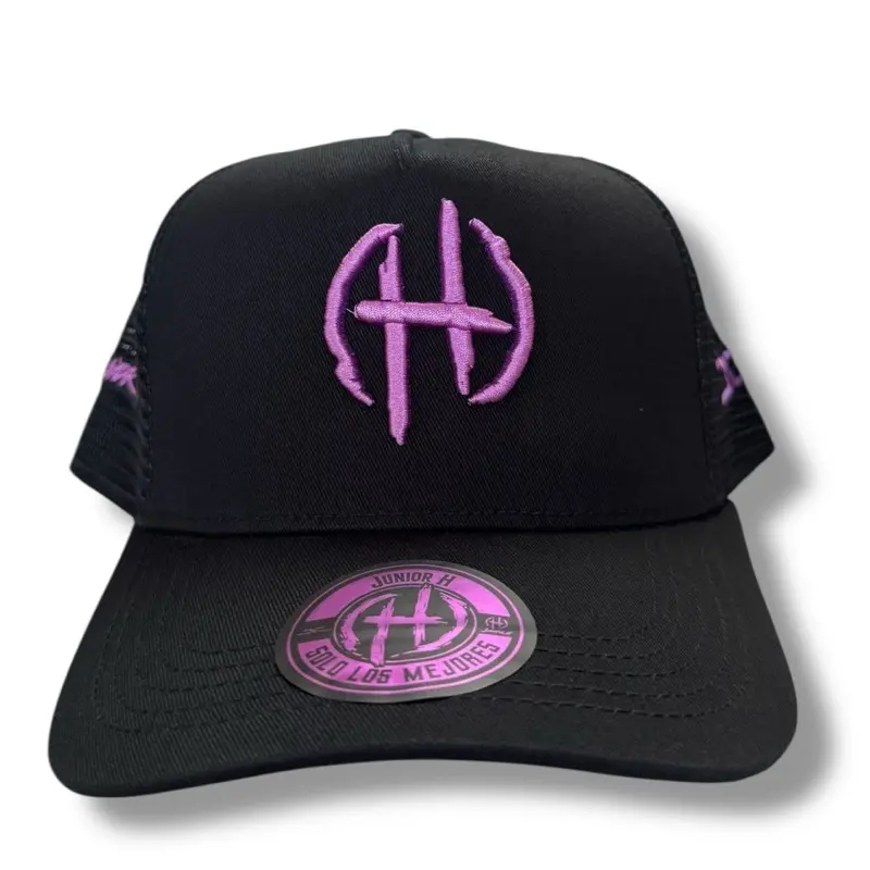 Jc Hats x Junior H Adjustable Snapback Trucker Hat, Purple Logo, Mesh Back for Comfort, Adjustable Trucker Hat