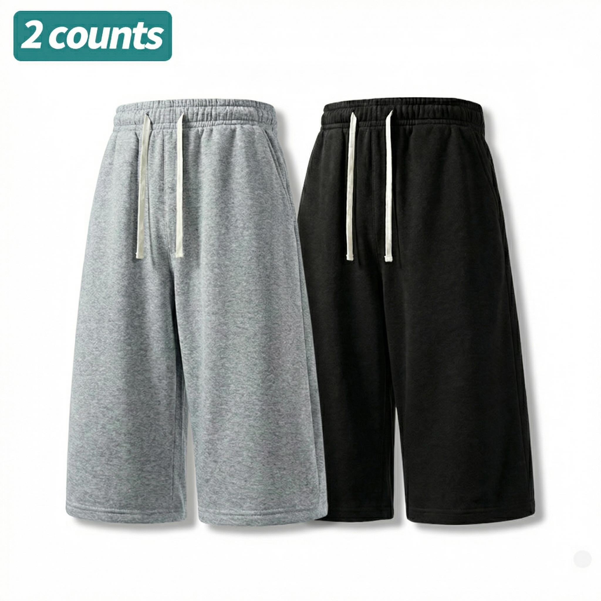 3-pack men’s casual athletic shorts, loose and versatile outdoor shorts, solid color with a simple drawstring design, suitable for everyday commuting and running.