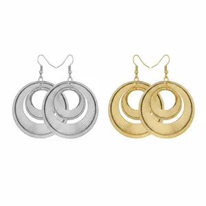 Layered Hollow Metal Hoops Geometric Double Circle Dangle Earrings | Bold Vintage Statement Design | Fashion Trendy Jewelry for Women | Lightweight & Eye-Catching Daily Wear | Perfect Valentine's Day Gift for Her