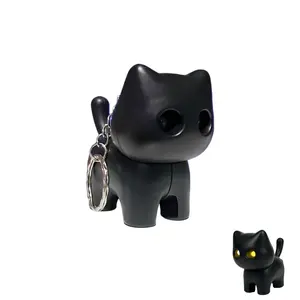 3D Black Cat Keychain, with Light Up Eyes & Meow Sound, Cute Cat Bag & Purse Charm with Tail Switch, Unique Gift for Women,  Cat Lovers,
