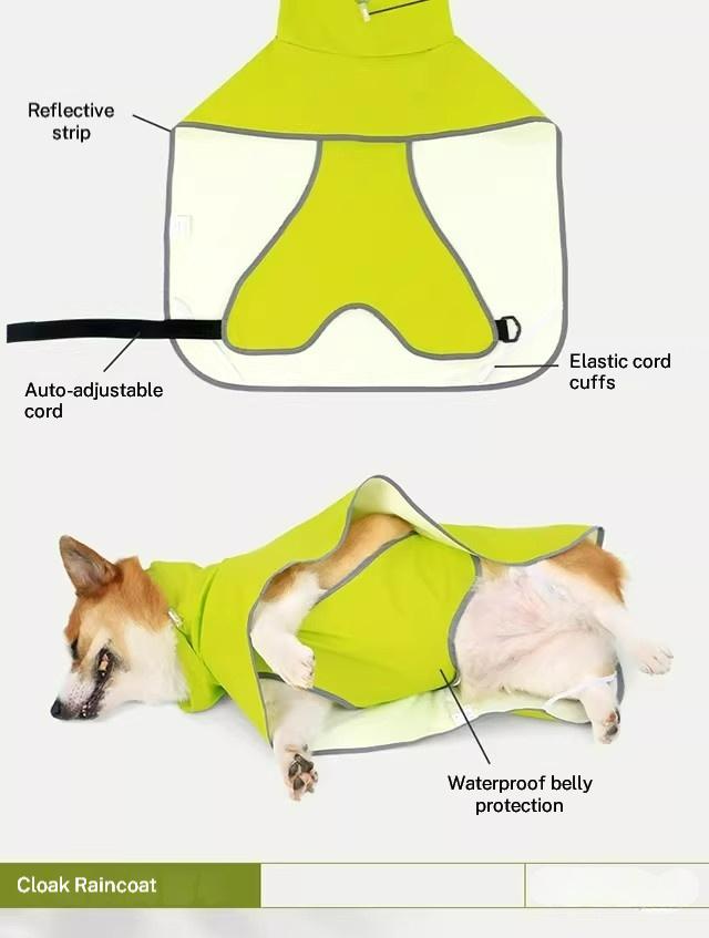 Dog Raincoat, Adjustable Dog Rain Jacket Clear Hooded Double Layer, Waterproof Poncho with Reflective Strip Straps for Small Medium Large Dog