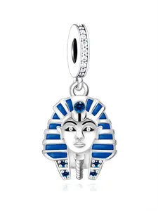 Copper Silver Color Lion Head Pendant Zircon Inlay, Elegant Travel Souvenir, Perfect for Egyptian Travel Memorabilia