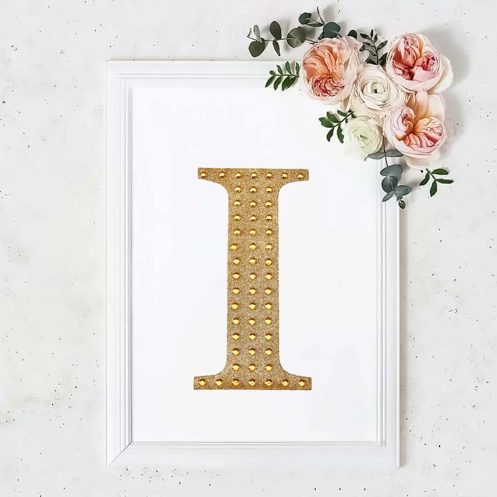 8" Gold Rhinestone Alphabet "I" Letter Stickers, Glitter Adhesive Craft Embellishments for DIY Card Sparkle - Home, Wedding & Festive Party Supplies