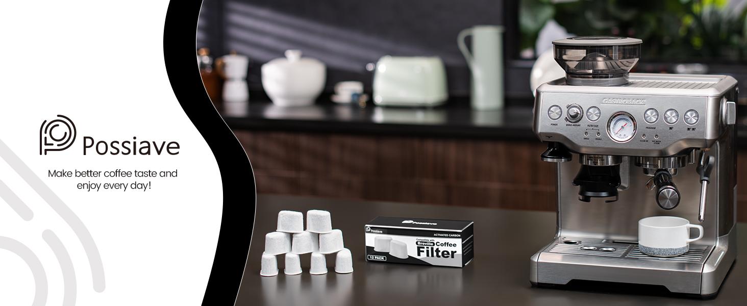 12-Pack Charcoal Water Filters, Replacement for Breville BWF100 Espresso Machines