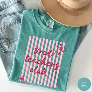 Comfort Colors Tired Teachers Club T-Shirt, Funny Teacher Life Tee, Teacher Appreciation Gift, Gift For Women