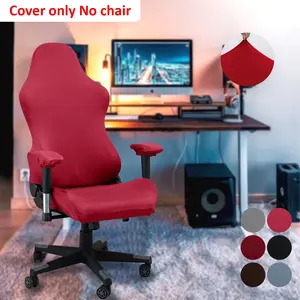 4 Piece Set Solid Color Gaming Chair Covers, Modern Elastic Lightweight Breathable Polyester Fiber, Detachable Computer Chair Cover
