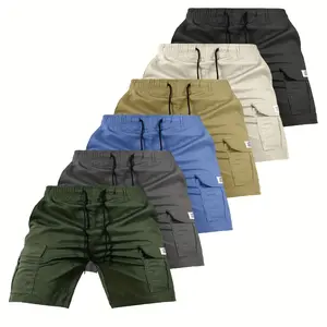 Men'S Drawstring Cargo Shorts - Multiple Pocket Design, Black, Olive Green, Gray, Khaki Casual, Sporty, and Stylish for Outdoor Activities, Hiking, Everyday Wear, Casual Wear|Stylish Shorts|Durable Fabric